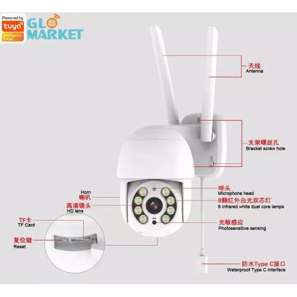 1080p Full HD Tuya Wifi Smart Camera Night Vision App Control Smart Outdoor Camera