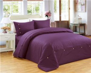 Quality Polyester Cotton Sateen Stripe 1800 Series Egyptian Cotton Blend 4pcs Duvet Cover Set Queen size for sale