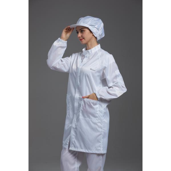Resuable Anti Static ESD cleanroom labcoat white color with conductive fiber suitable for hospital