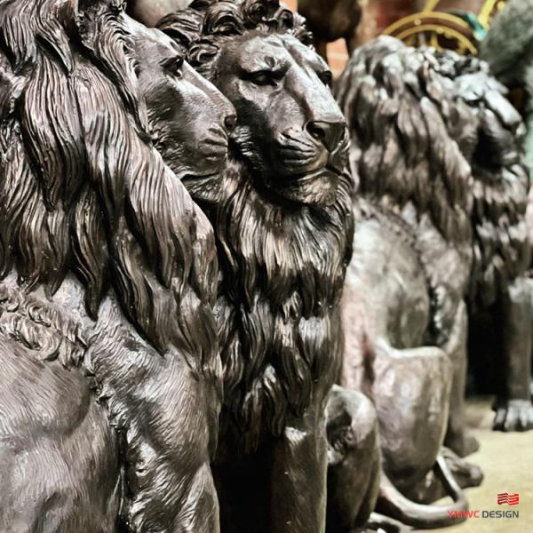 Custom Print Method Life-Size Bronze Lion Sculpture for Large Spaces and Custom Sizes