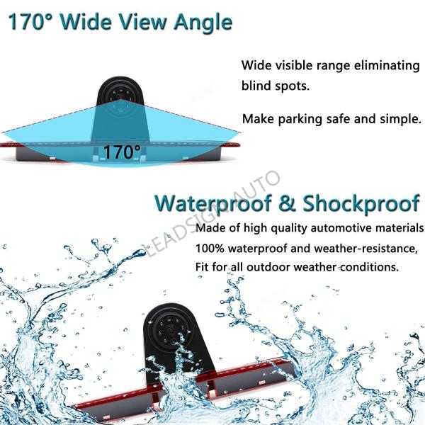 Universal 3rd Brake Light Camera For VW Crafter Vans RCA Connector Night Vision