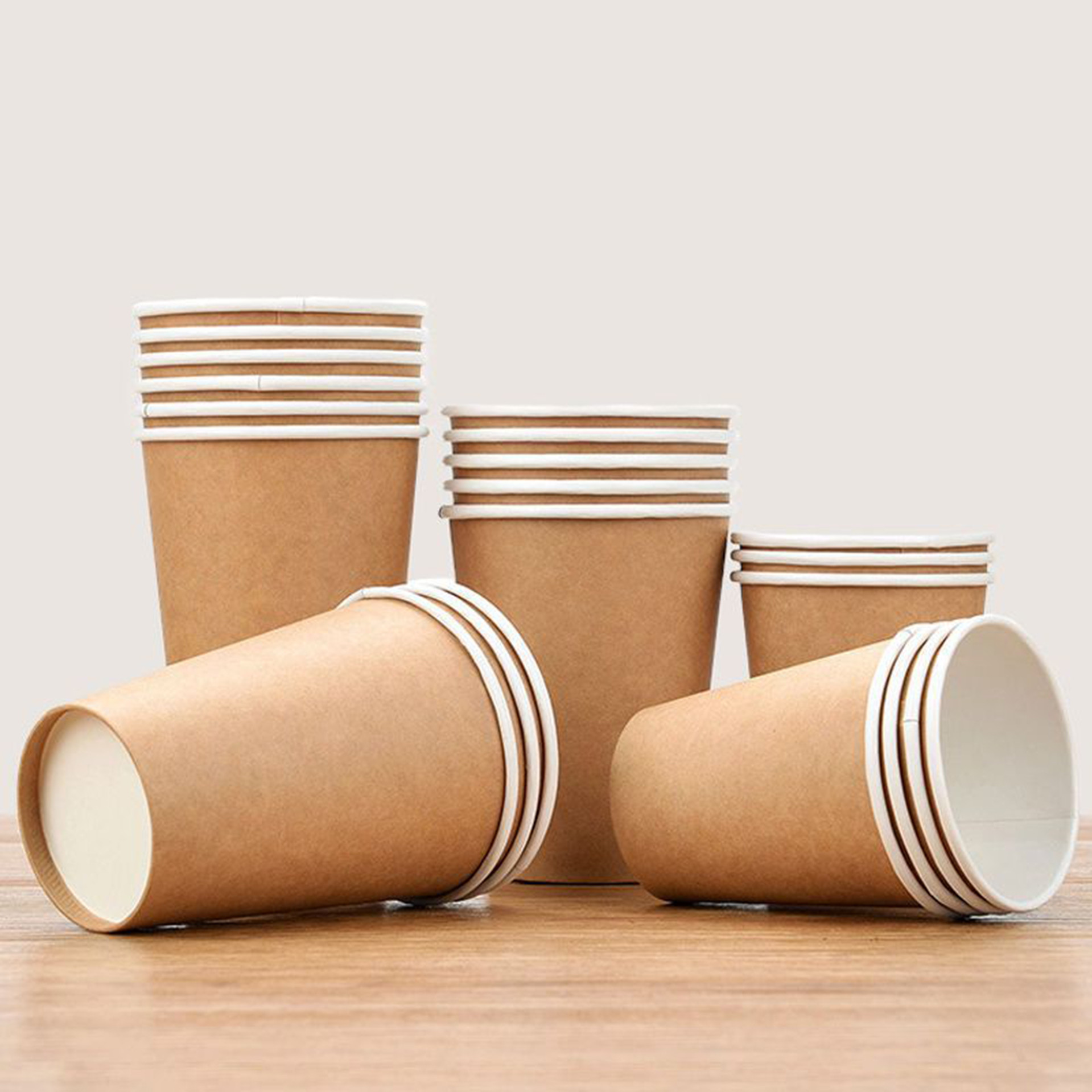 330GSM / 350GSM Disposable Paper Tableware Coffee Cups With Lids