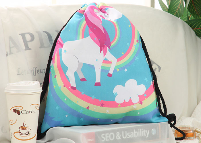 Portable Folding Drawstring Bag Backpack Pink Drawstring Backpack With Logo