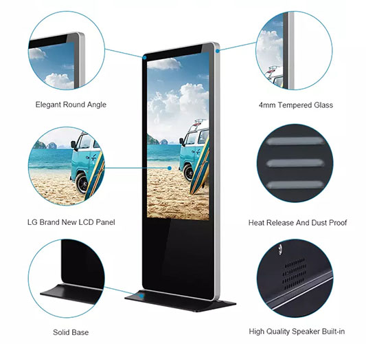 55 Inch LCD Floor Standing Digital Signage Intelligent Split Screen for shopping center