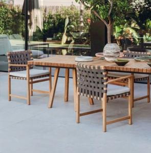 Quality Pastoral Garden Teak Wood Patio Furniture Sets Sun Proof for sale