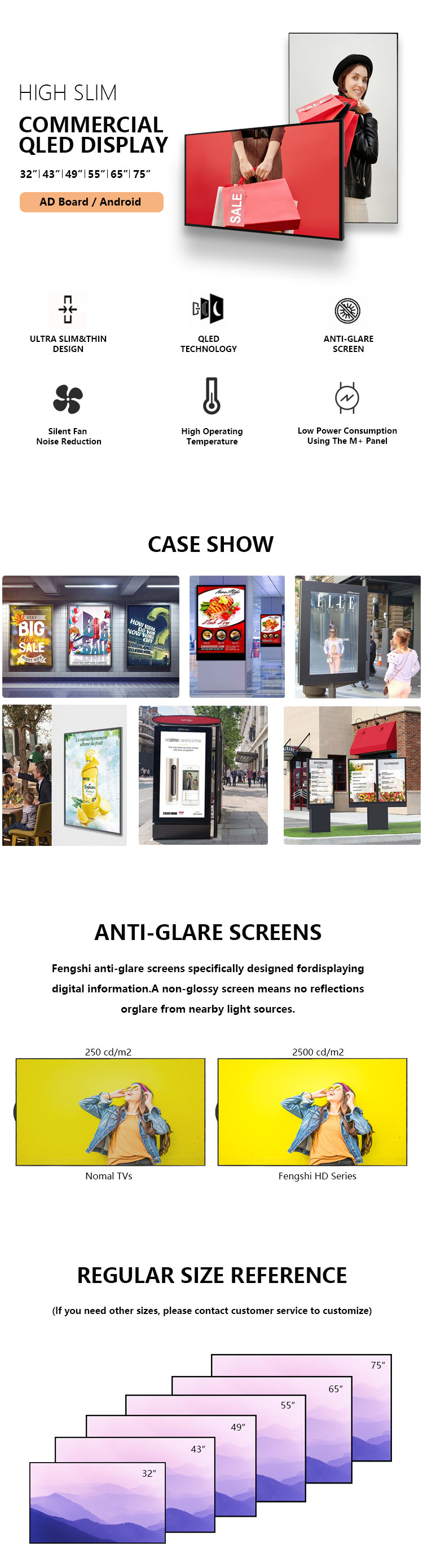 Indoor LCD Retail Display Screen 2500nits Window LCD Display Digital Signage