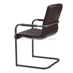 Brown Faux Leather 45CM 82CM Bronze Metal Upholstered Dining Chair