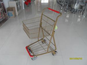 Quality Supermarket 40 L Singel Basket Metal Shopping Cart With Wheels And Front Bumper for sale