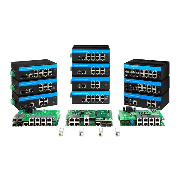 DC24V Industrial Network Switch Gigabit 6 Port Ethernet SFP Fiber Unmanaged DIN Mounted