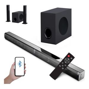 Bluetooth Wireless Soundbar Gray Wood Bluetooth Soundbar With 230W Outputs