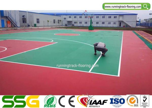 Buy Indoor Basketball Silicon PU Sports Flooring Stable Surfacing Materials Red / Green at wholesale prices