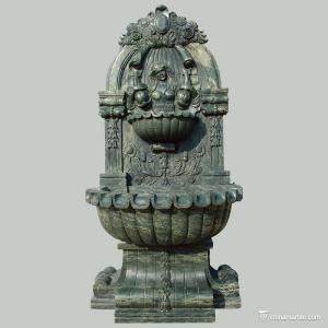 Quality Green Marble Stone Carving Sculpture Wall Fountain , Garden Sculptures Stone for sale