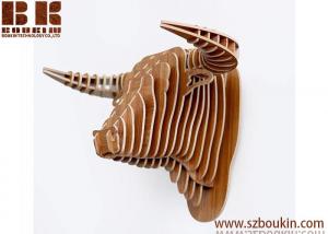Quality New DIY wood bull head for home wall decoration wooden arts and crafts decoration for sale