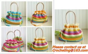 China handmade crochet bag handbag crochet beads straw bag sweet bag for women messenger bags on sale