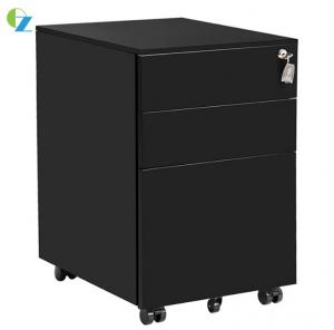 China OEM Black Three Drawer File Cabinet With Lock Cold Steel Mobile Office Filing Cabinet on sale