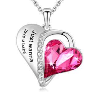 Quality 0.79x0.98in Aesthetic Sterling Silver Heart Pendant Necklace Love U Babe Heart for sale