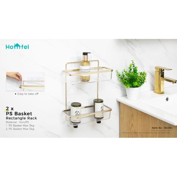 Non-folding Rack Suction Cup PS Box Shower Caddy for Bathroom Storage and Organization