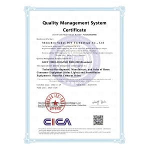 Shenzhen Yadas IOT Technology Co.,Ltd Certifications