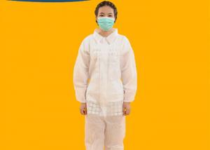 China Non Woven Disposable Waterproof Coveralls Anti Bacterial With Collar on sale