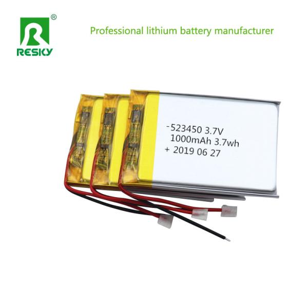 Rechargeable Lithium Polymer Battery Cell 523450 1000mAh For Communication Instrument