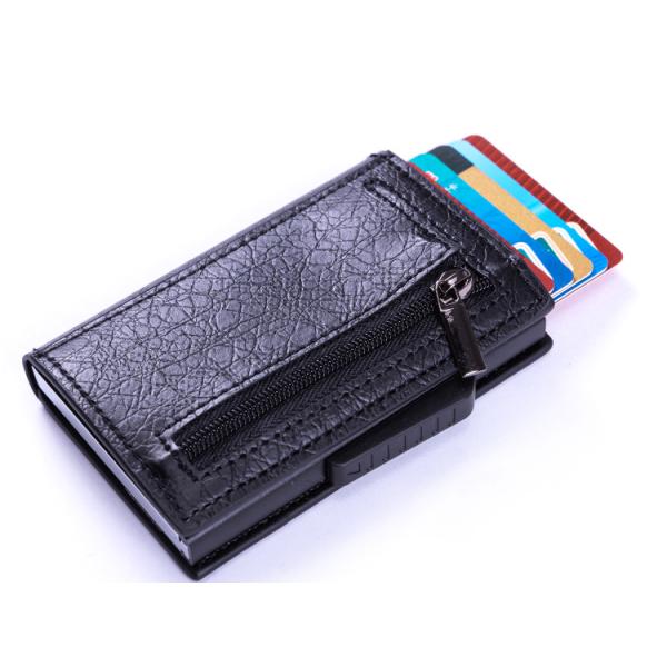 Men's Carbon Fiber Rfid Blocking Magnetic Card Holder Wallet with Fashion Coin Pocket
