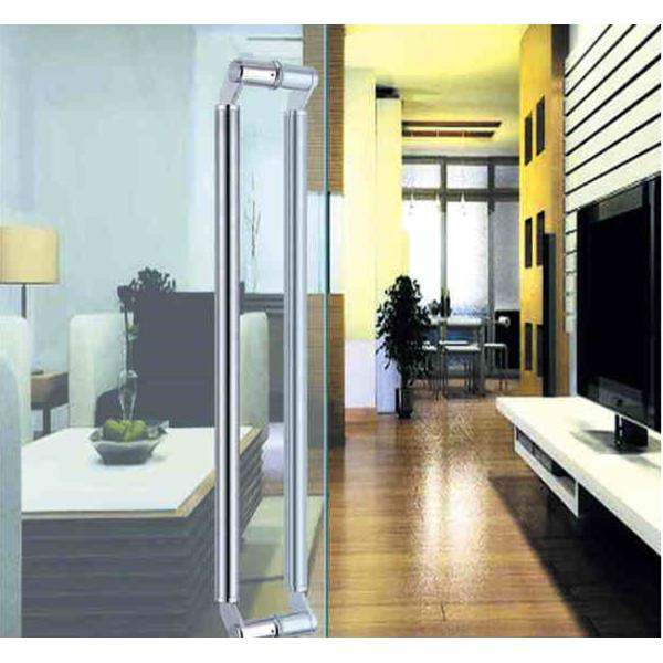 SS Tempered Glass Door Handle 0.8mm Thickness Satin Surface