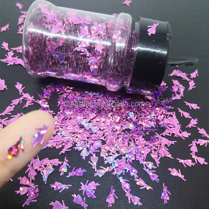 Dancing Girl Glitter Shaped DIY Manual Crystal Mud Filling Nail Art Flowers PET Occasion Wedding Party Home Decoration
