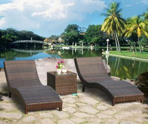 Quality Leisure Aluminium PE Rattan Chaise Lounge chairs Outdoor Garden patio beach chair for sale