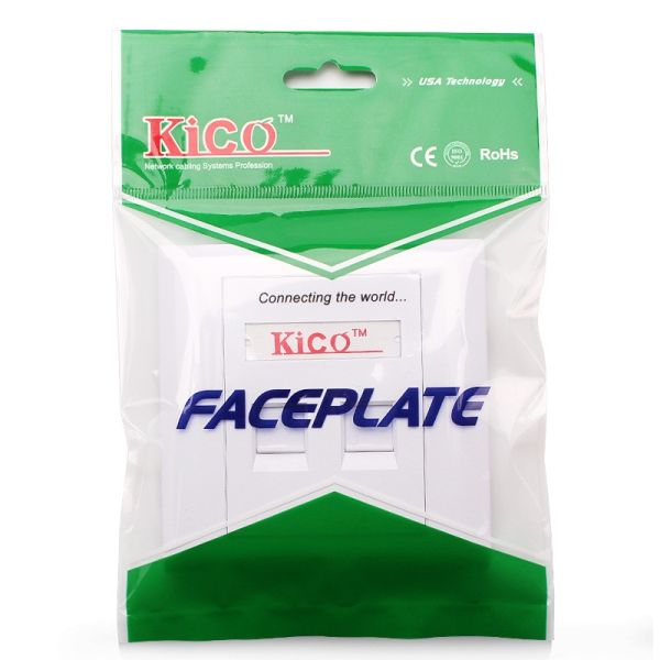 Kico Hot Sale cat6 cat5 cat7 RJ11 RJ45 2 Port Type 86*86 Networking Faceplate Outlet Socket Keystone Jack Plate Panel Factory