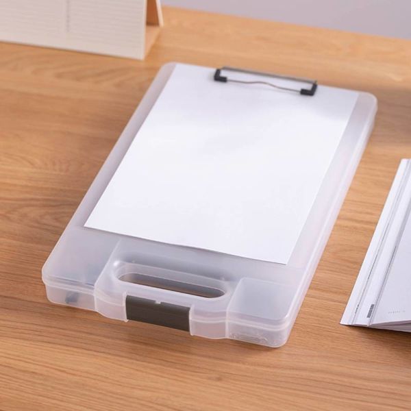 Break Resistant Portable A4 File Box Transparent Plastic Box OEM 20.1*40.5cm