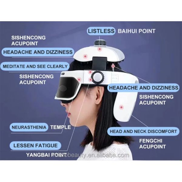 Home Use APP Control Intelligent Head Massager Head Eye Relax Built In Music Bluetooth