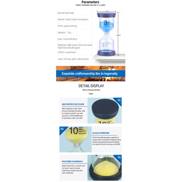 Safety Colorful 1 3 5 Minute Hourglass Sand Timer For Kids Game