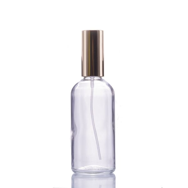 100ml Clear Glass Fragrance Bottles Color Coating With Gold Mist Spray Cap