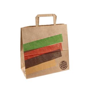 Quality Kraft Handle Paper Bags for Burger French Fries Chicken Takeout for sale