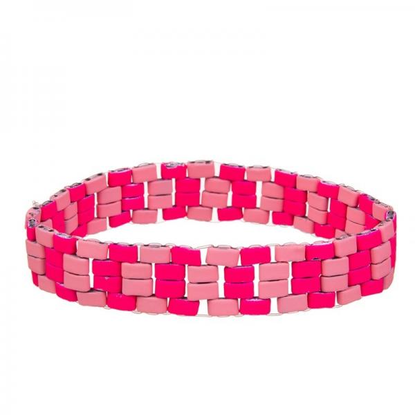 Red Painted Tila Beads Handmade Beads Bracelet Adjustable For Woman