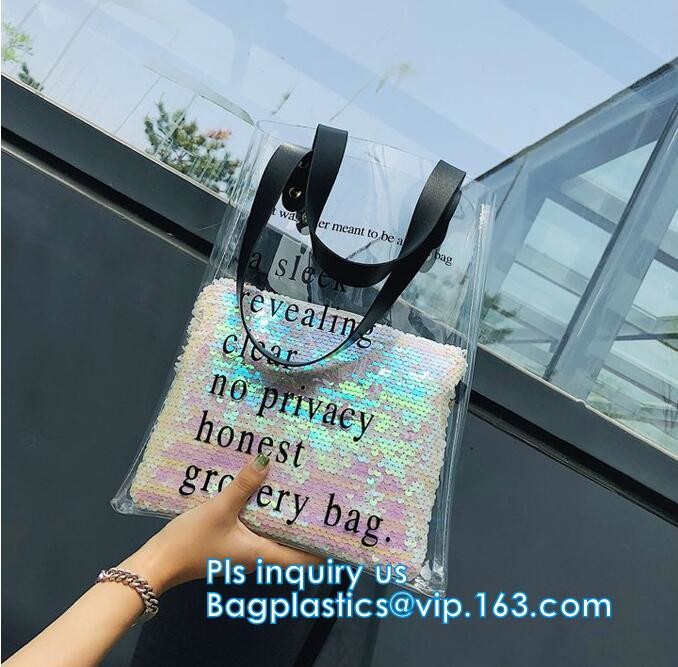 vinyl pvc zippered shopping bag for home/daily use, Wear Resistant Eco Friendly PVC Shopping Bag, Custom Transparent Gif