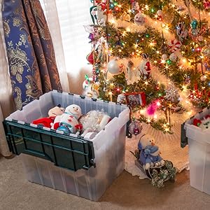 Large Size Distribution Container With Hinged Lid Storage Bins Plastic Stackable Large Plastic Attached Lid Container