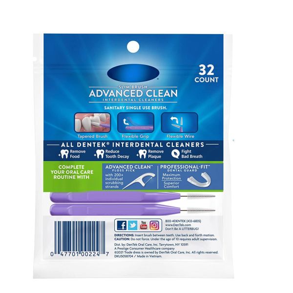 Interdental Cleaners Slim Brush For Extra Tight Spaces 32 Count 1 Pack