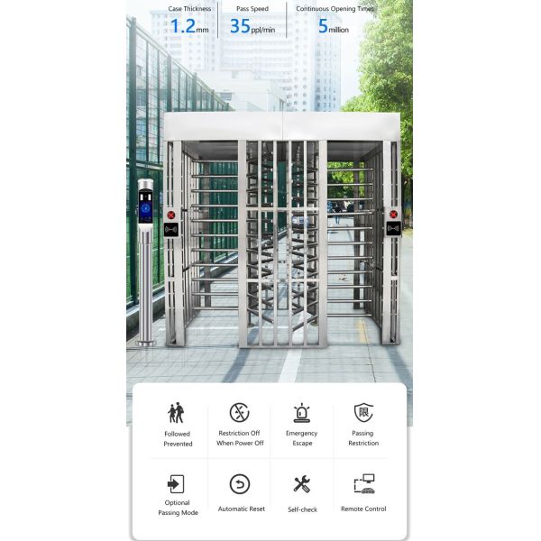 SUS304 Safe Entry Full Height Turnstiles Gate For High Security Areas