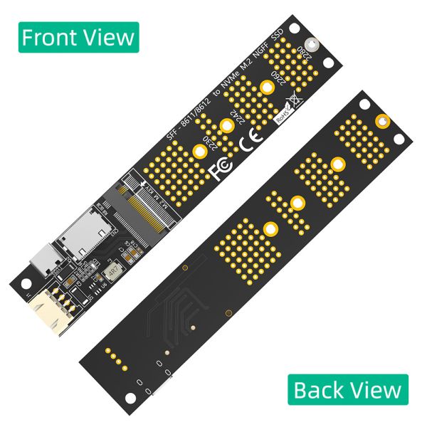 Oculink SFF-8611/SFF-8612 + SATA 15PIN Connector to M.2 NGFF Key-M 2230 2242 2260 2280 M2 NVME SSD Converter Adapter Card