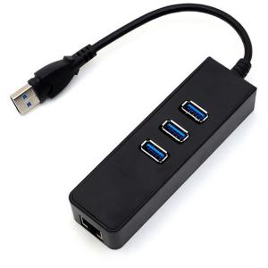Quality RJ45 Gigabit Ethernet Plastic ABS 3 Port USB 3.0 HUB for sale