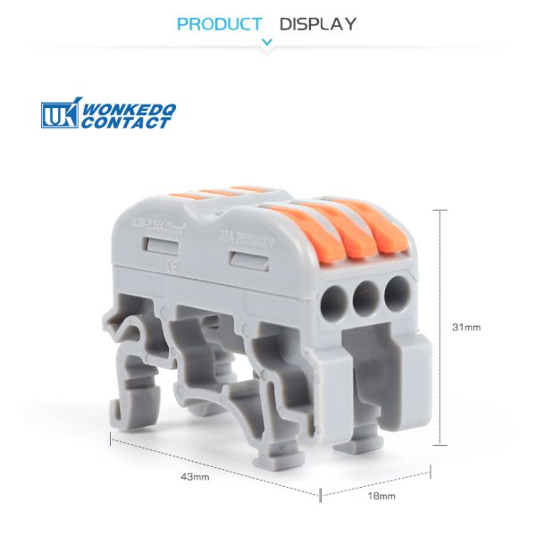 Fire Resistant Universal Terminal Block Plug - In Electrical Wire Connector