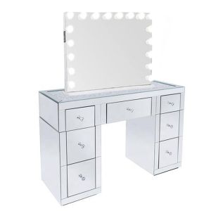 Quality Modern Makeup Vanity Dressing Table Hollywood Mirror MDF Board for sale