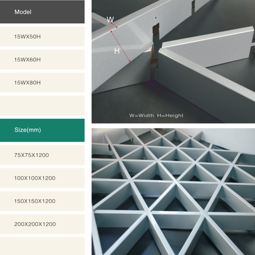 Aluminum Square Lattice Grille Suspended Ceiling in white