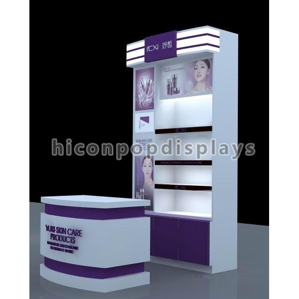 Floor Standing Cosmetic Display Stand Display Case With Led Lighting