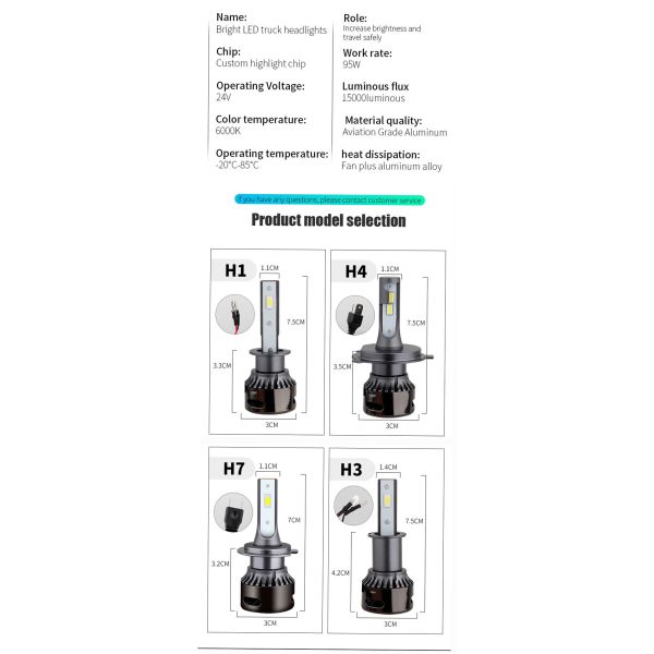 24V High Power Car Headlight Bulbs H4 H7 H11 9005 9006 Canbus Truck Accessories