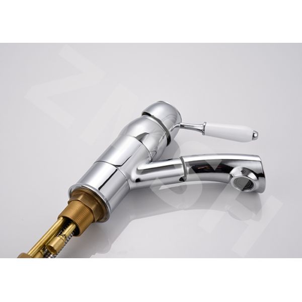 Electroplate Hot Cold Pull Out Sink Faucet Kitchen Tap