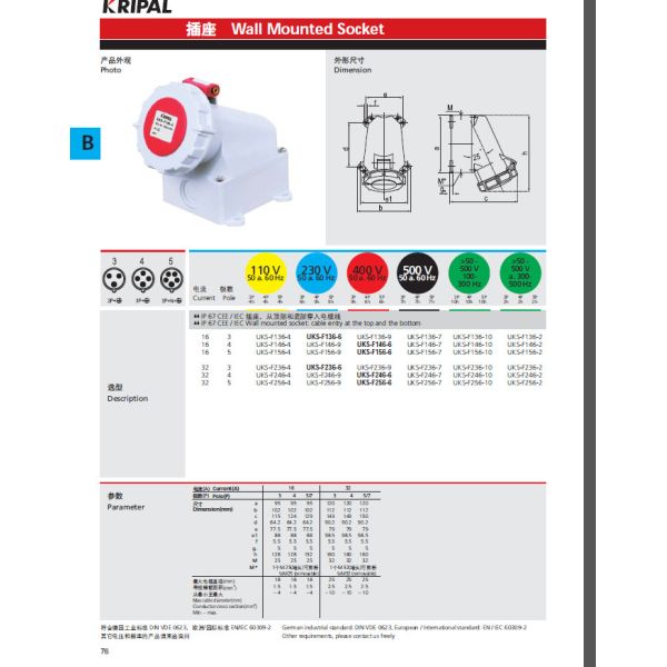 Female Male 5 Pin 16A IP67 Industrial Power Socket