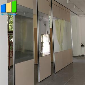 China Top hung Acoustic Partition Wall Aluminium Movable Mirror Glass Wall Panel Folding Mirrored Room Divider Screen on sale