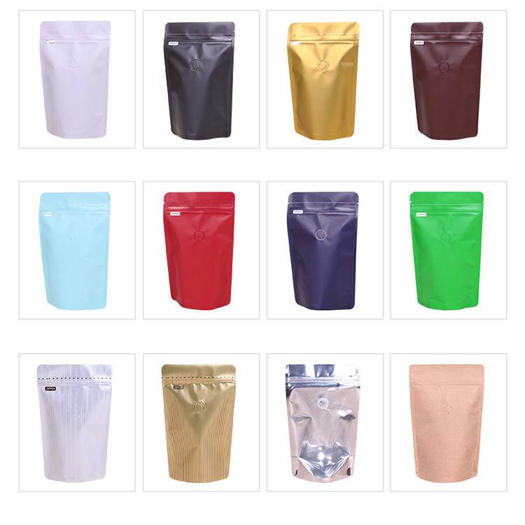 1/2 Lb Pound 250g Aluminum Foil Stand Up Coffee Bag With Ziplock Degassing Valve